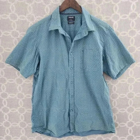 Hurley Tailored Fit Short Sleeve Button Down Pattern Men's Shirt L - Picture 1 of 8